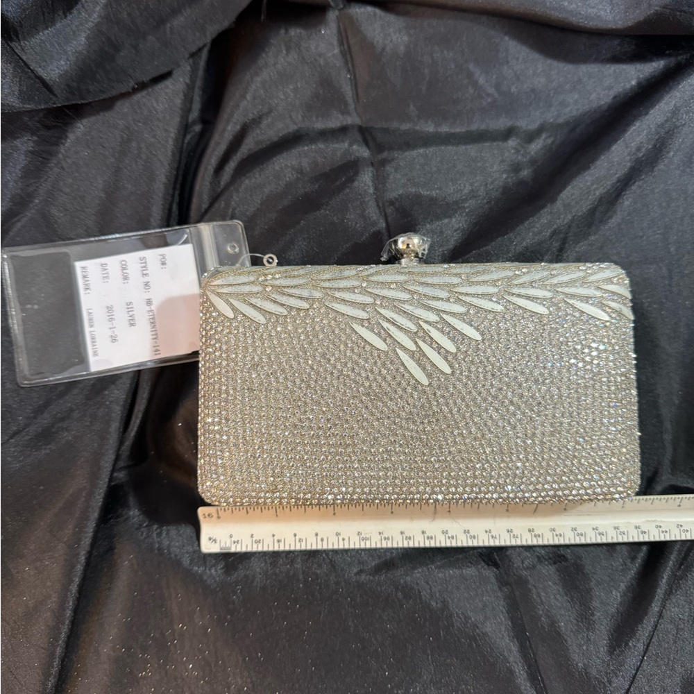 Elegant Silver Clutch with Rhinestone Detailing